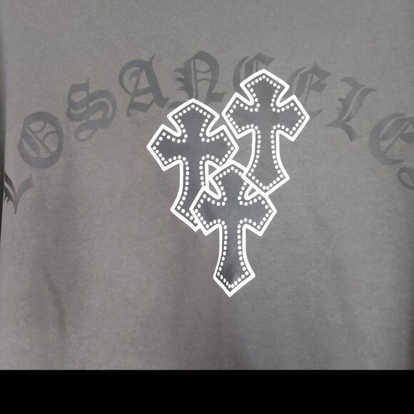 Oversized Cross Graphic Gray Pullover Hoodie Size XL - Picture 3 of 3